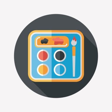 Resim paleti uzun gölge, eps 10 ile boya fırçası düz simgesi ile