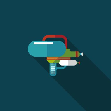 su tabancası ile uzun gölge düz simgesi