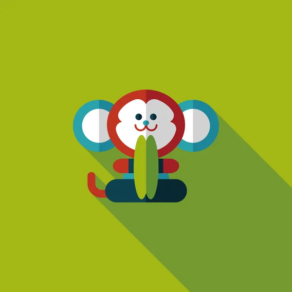 Jouet de singe icône plate avec ombre longue, eps10 — Image vectorielle