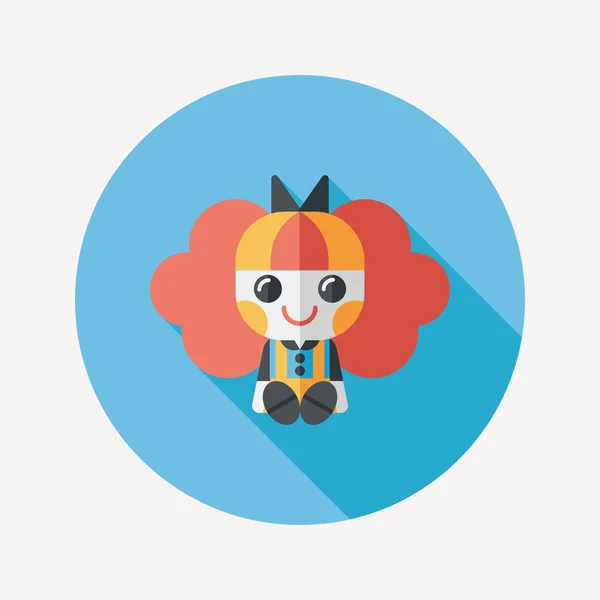 Meisje doll speelgoed platte pictogram met lange schaduw, eps 10 — Stockvector