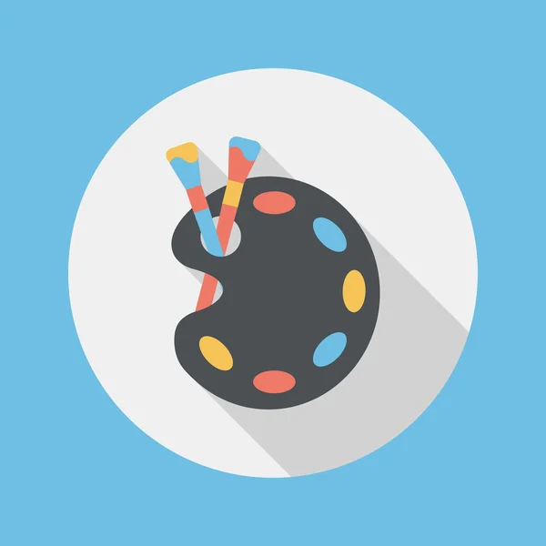 Art palette with paint brush flat icon with long shadow,eps 10 — Stock