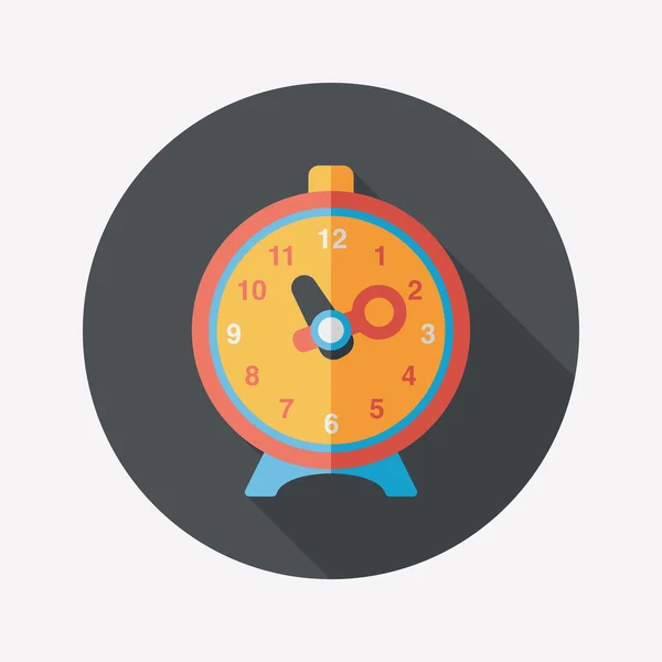 Alarm clock flat icon with long shadow,eps10 — Stock Vector