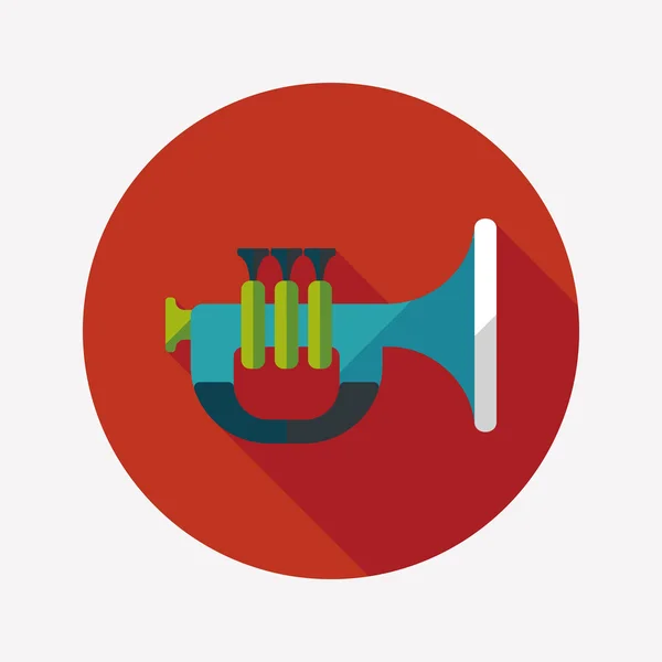 Trompet of claxon platte pictogram met lange schaduw, eps10 — Stockvector