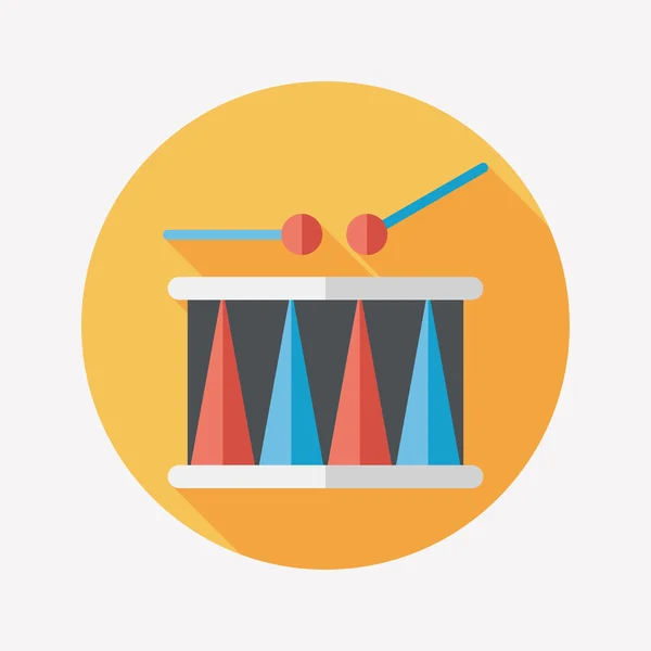 Trommel platte pictogram met lange schaduw, eps10 — Stockvector