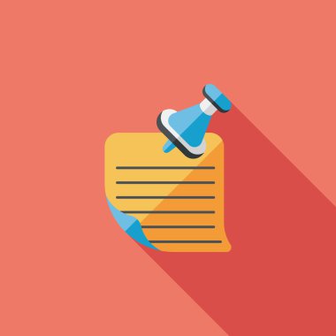 Not kağıdı düz simgesi ile uzun gölge, eps10