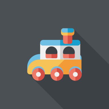 Tren oyuncak uzun gölge, eps 10 düz simgesiyle