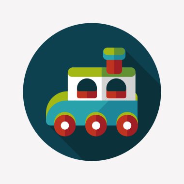 Tren oyuncak uzun gölge, eps 10 düz simgesiyle