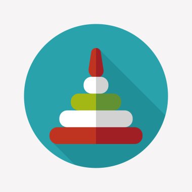 Piramit oyuncak düz simgesi ile uzun gölge, eps10