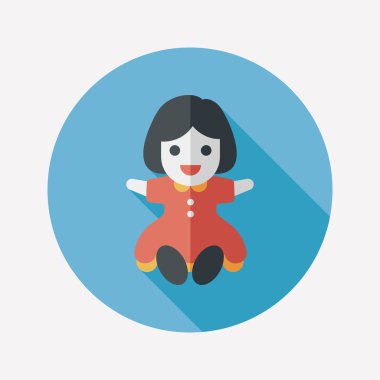 Uzun Gölge, eps 10 ile kız bebek oyuncak düz simgesi