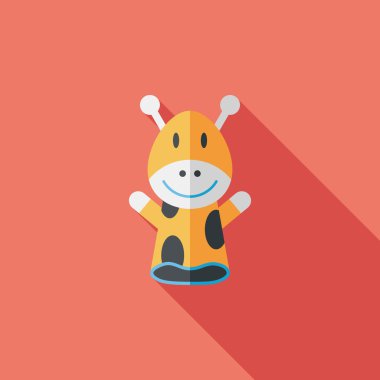 zürafa El kuklası düz simgesi ile uzun gölge, eps10