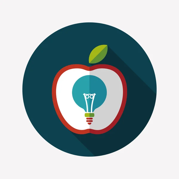 Žárovka v apple ploché ikony s dlouhý stín, eps10 — Stockový vektor