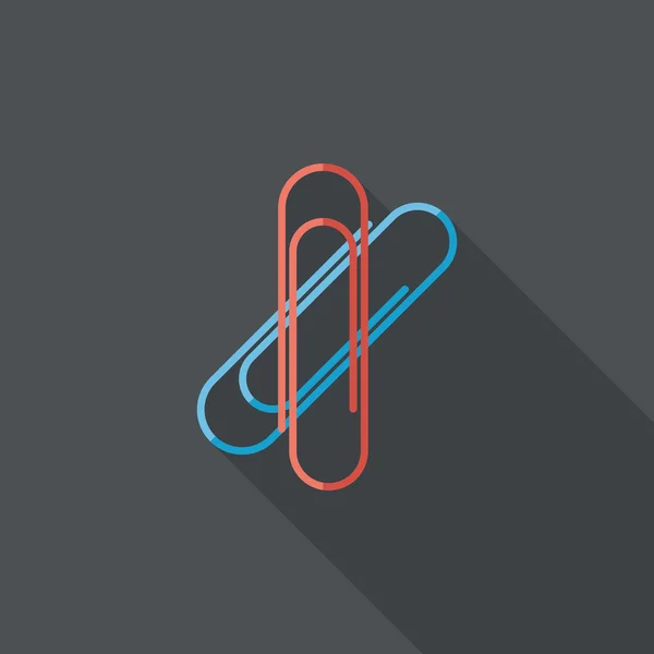 Platte pictogram van een paperclip met lange schaduw, eps10 — Stockvector