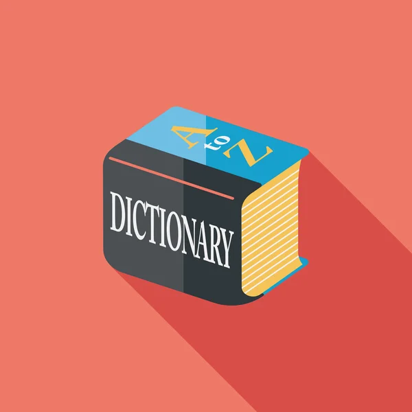 Dictionnaire icône plate avec ombre longue, eps10 — Image vectorielle