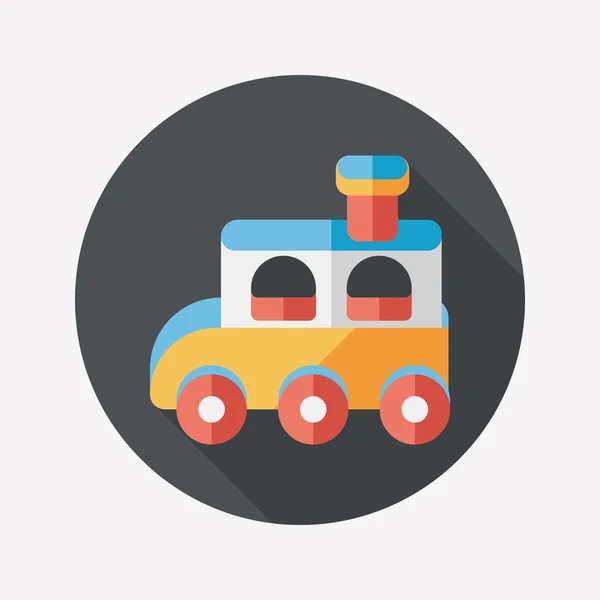 Icona piatta giocattolo del treno con lunga ombra, EPS 10 — Vettoriale Stock