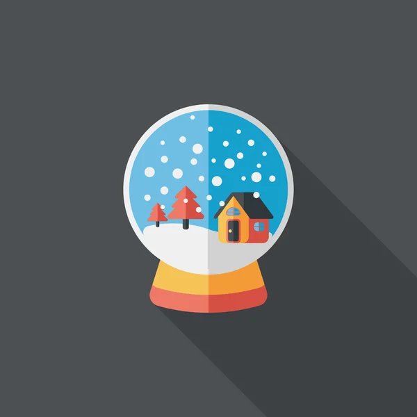 Bola de nieve y regalos icono plano con sombra larga, eps 10 — Vector de stock