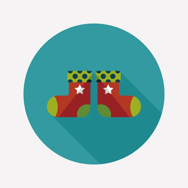 Christmas stocking flat icon with long shadow, EPS 10 — стоковый вектор