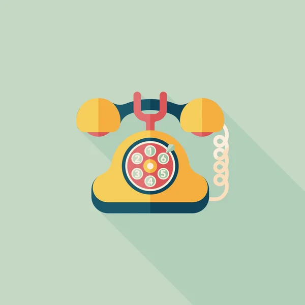 Retro telefon lakás ikonra a hosszú árnyék, eps10 — Stock Vector