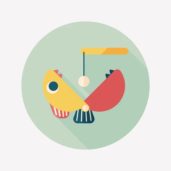 Uzun Gölge, eps10 ile balıkçılık oyuncak düz simgesi — Stok Vektör