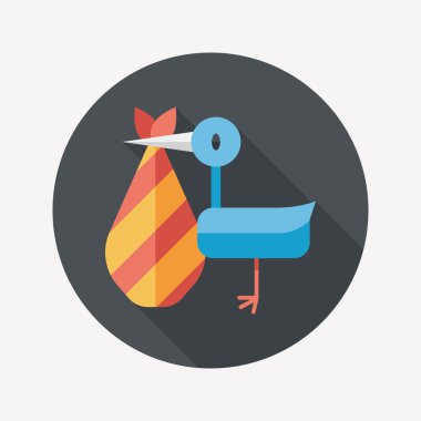 kuş ve bebek düz simgesi ile uzun gölge, eps10