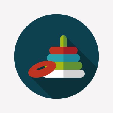 Piramit oyuncak düz simgesi ile uzun gölge, eps10