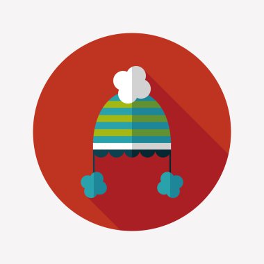 Bebek şapka düz simgesi ile uzun gölge, eps10