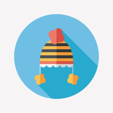 Bebek şapka düz simgesi ile uzun gölge, eps10