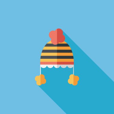 Bebek şapka düz simgesi ile uzun gölge, eps10