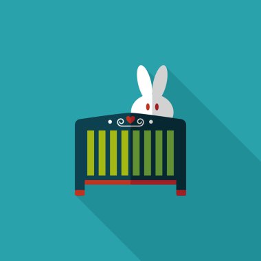 Bebek beşik yatak düz simgesiyle uzun gölge, eps10