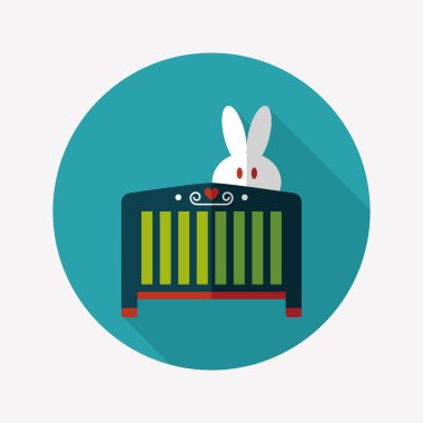 Bebek beşik yatak düz simgesiyle uzun gölge, eps10