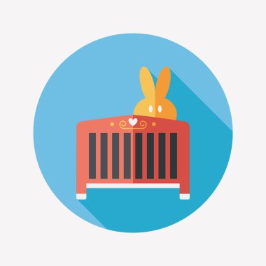 Bebek beşik yatak düz simgesiyle uzun gölge, eps10