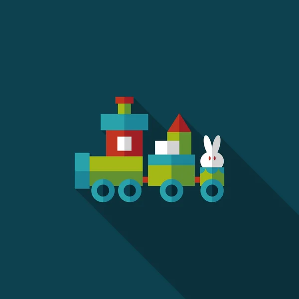 Eisenbahn-Spielzeug-Ikone mit langem Schatten, Folge 10 — Stockvektor