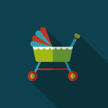 Bebek beşik yatak düz simgesiyle uzun gölge, eps10