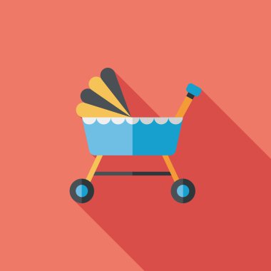 Bebek beşik yatak düz simgesiyle uzun gölge, eps10