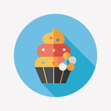 doğum günü pastası düz simgesi ile uzun gölge, eps10