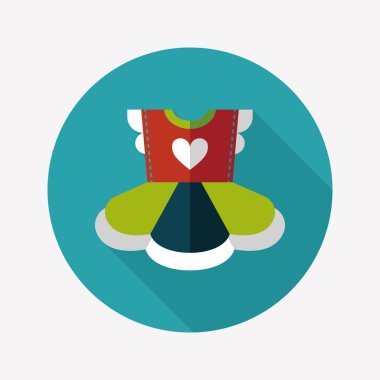 Çocuk elbise düz simgesi ile uzun gölge, eps10