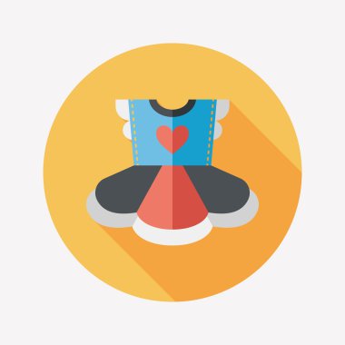 Çocuk elbise düz simgesi ile uzun gölge, eps10