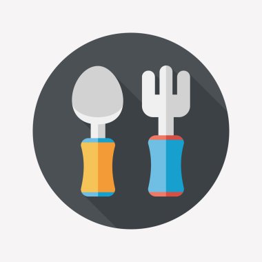 Uzun Gölge, eps10 düz simgesiyle dishware ve çatal bıçak takımı