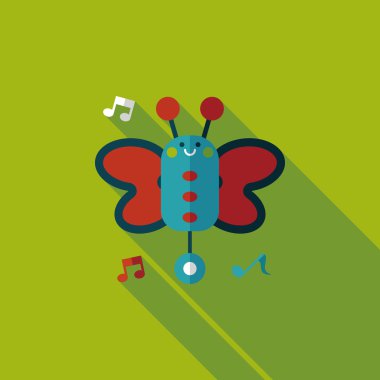 Uzun Gölge, eps10 ile kelebek müzik oyuncak düz simgesi