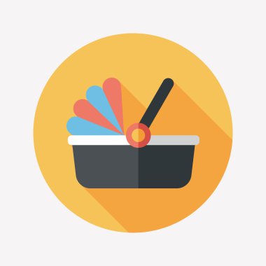 Bebek beşik yatak düz simgesiyle uzun gölge, eps10