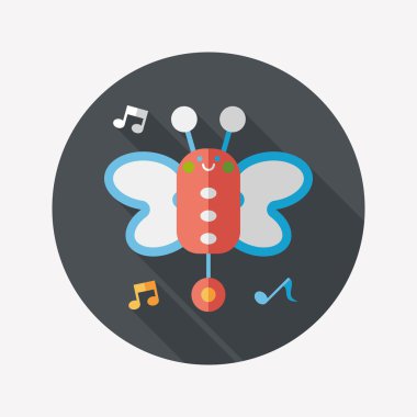 Uzun Gölge, eps10 ile kelebek müzik oyuncak düz simgesi