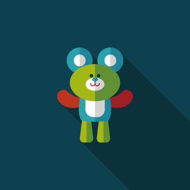 oyuncak ayı uzun gölge düz simgesi