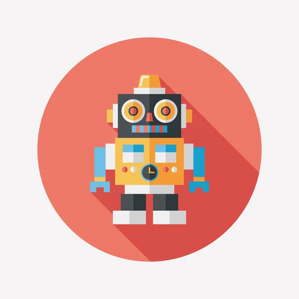 Icono plano robot vintage con sombra larga, eps 10 — Vector de stock