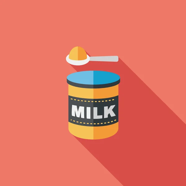 Sušené mléko mléčné potraviny ploché ikony s dlouhý stín, eps 10 — Stockový vektor