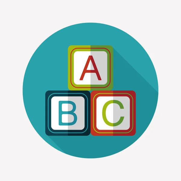 ABC blokken platte pictogram met lange schaduw, eps 10 — Stockvector