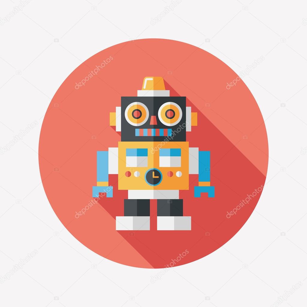 Vintage robot flat icon with long shadow,eps 10 Stock Vector by ©eatcute  52507925