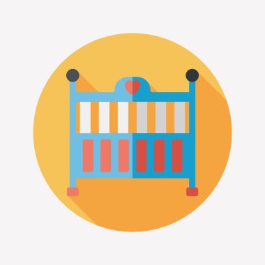 Bebek beşik yatak düz simgesiyle uzun gölge, eps10