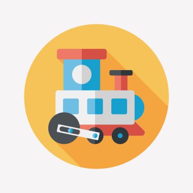 Tren oyuncak uzun gölge, eps 10 düz simgesiyle