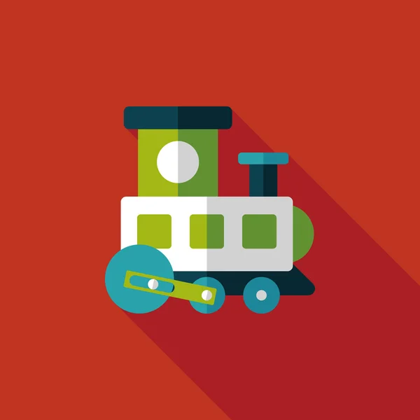 Train toy flat icon with long shadow, EPS 10 — стоковый вектор