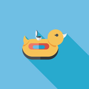 Uzun Gölge, eps10 yüzük düz simgesiyle ördek yüzmek