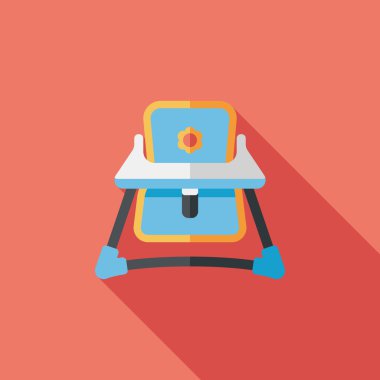 bebek sandalyesi düz simgesi ile uzun gölge, eps10